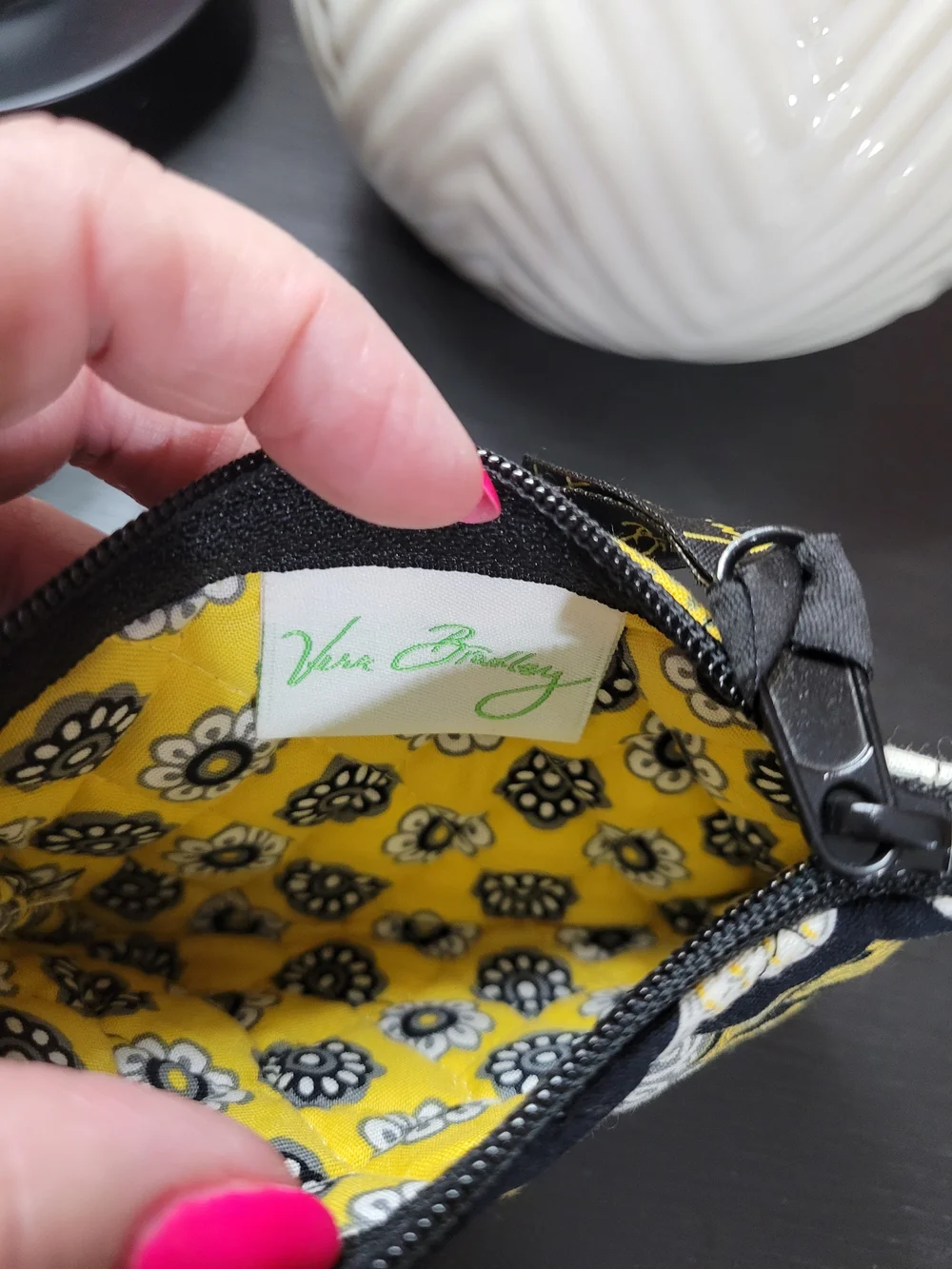 Vera Bradley Yellow Bird cosmetic, Wristlet, and Brush and pencil case trio